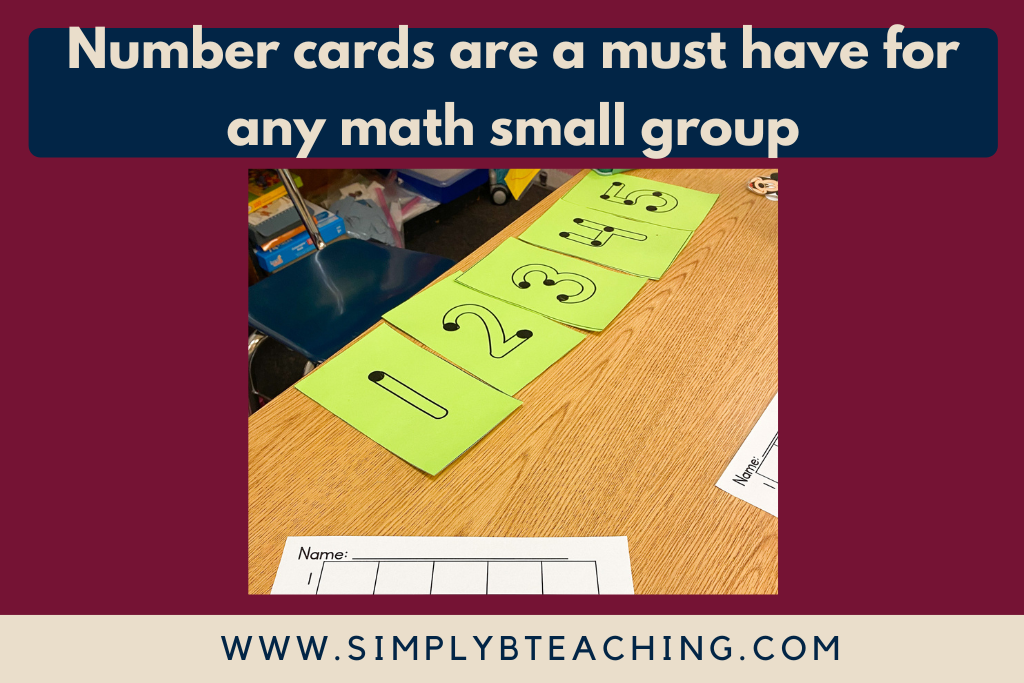 preschool students count using number cards during a small group math game